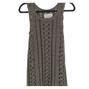 All Saints grey/olive tunic with smocking/braiding